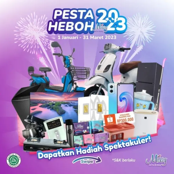 Undian Pesta Heboh Missy 2023 Berhadiah Motor listrik U-Winfly T3, Oppo A96