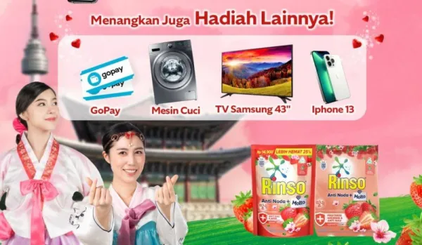 Undian Promo ke Korea Bareng Rinso Serta Dapatkan Hadiah iPhone 13, Mesin Cuci Front Load LG dan Smart TV Samsung