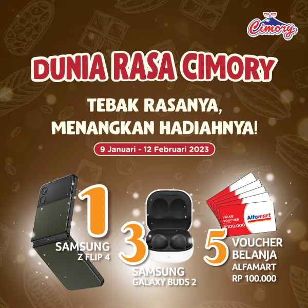 Lomba Tebak Rasa Cimory Berhadiah Samsung Z Flip 4, Samsung Galaxy Buds 2 dan Voucher Belanja Alfamart