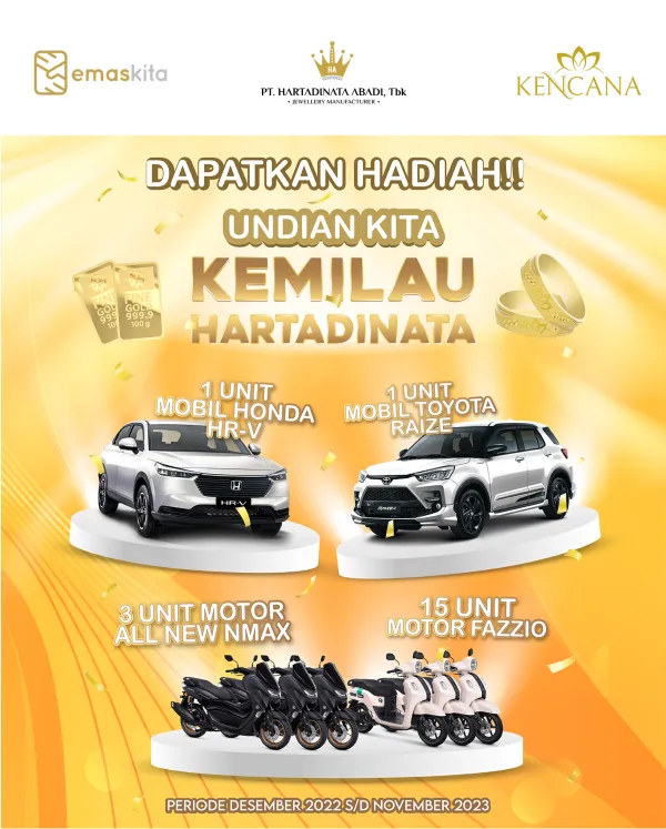 Undian Kita Kemilau Hartadinata, Dapatkan Hadiah Mobil Honda HR-V, Toyota Raize, Yamaha All New NMax dan Yamaha Fazzio