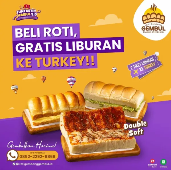 Funtastic Gembul 3.0: Undian Roti Gembong Gembul Berhadiah Tiket Liburan ke Turkey, Mesin Cuci, LED TV, Tablet, Smart Watch dan Sepeda Lipat