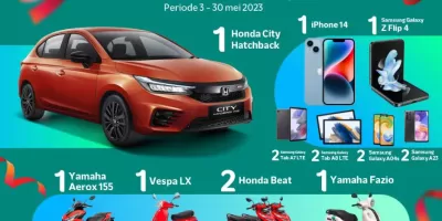 Ikuti Telkomsel Undi-Undi Hepi Mei 2023 dan Menangkan Mobil Honda City Hatchback, Motor Yamaha Aerox 155, iPhone 14 dan Hadiah Menarik Lainnya!