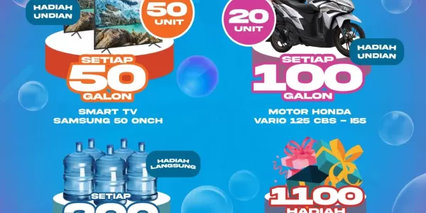 Menangkan Hadiah Menggiurkan! Air Minum Biru Undian Loyalti Hadiah 20 Honda Vario & 50 Smart TV